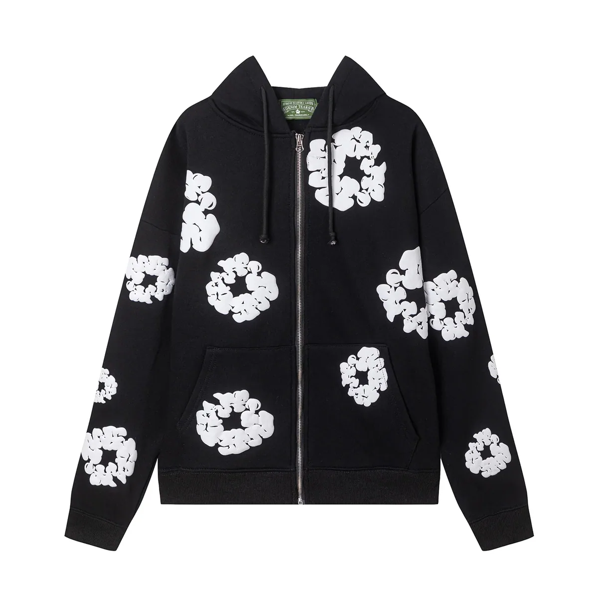 Denim Tears Cotton Wreath Zip Hoodie Black — denim tear hoodie