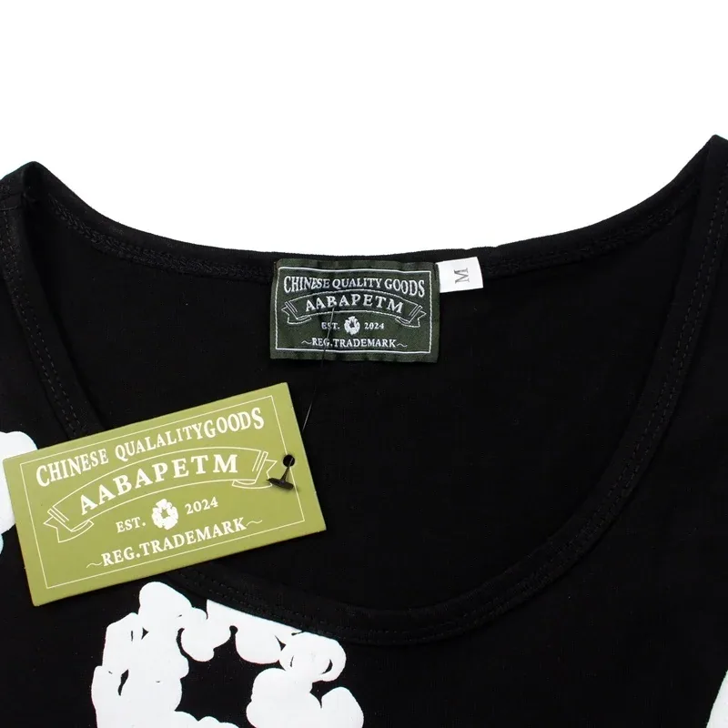 Denim Tears Cotton Wreath Tank Top Black (White Print) — view 3