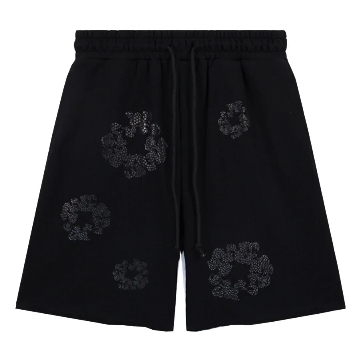 Denim Tears Black Cotton Wreath Shorts Tonal Print — denim tear hoodie
